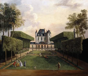 Kilátás a Chateau de Mousseaux-ra és kertjére,