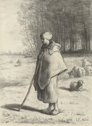 Pásztorlány, 1860-69 (kréta papíron)
