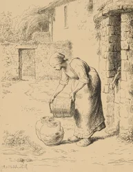 Vödört ürítő nő, 1862 (verre klisé)