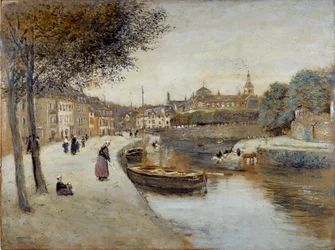 Egy csatorna Quimperle-ben Jean Francois Raffaelli (1850-1924) festménye, XX. század. Le Havre Szépművészeti Múzeum