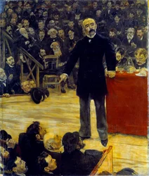 Georges Clemenceau (1841-1929) beszédet mond a Fernando Circusban (1883). Jean Francois Raffaelli (1850-1924) festménye