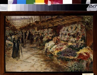Virágpiac. Jean Francois Raffaelli (1850-1924) festménye