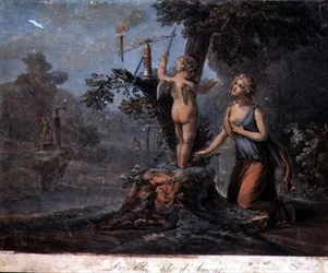 A szerelem szemaforja, vésette Pierre Michel Alix (1762-1817) (színes metszet)