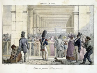 Sorban állás a Premier Théâtre Français előtt - a „Tableaux de Paris“ című műben