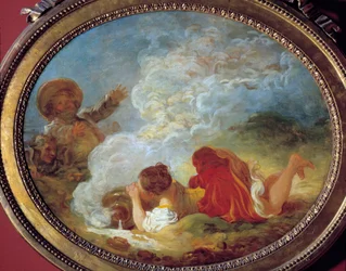 Perrette és a tejeskancsó Jean de la Fontaine „La lait tiere et le jug au lait” című történetéből. Jean Honore Fragonard (1732-1806) festménye, 18. századi Musee Cognacq Jay
