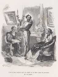 Még jó, hogy rábeszéli és hízeleg a férje előtt. a Kis Miseri...-ből, 1843.