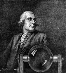 Joseph de Montgolfier (1740-1810) francia iparos, a hőlégballon feltalálója portréja. (Boissieu portréjából, a Musee de Lyonban). Gravírozás a „természetbe”: a tudományok áttekintése és alkalmazásaik a művészetben és az iparban”