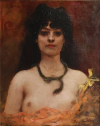Benjamin Constant - Orientalista portré egy meztelen hölgyről, mellrészletben