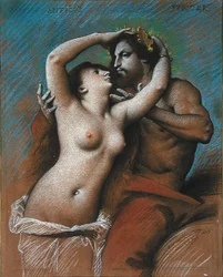 Antipe és Jupiter (szén és zsírkréta papíron)