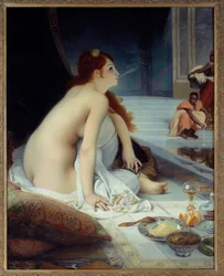 Orientalizmus: „A fehér rabszolganő”. Jean Jules Antoine Lecomte du Nouÿ (1842-1923) festménye, 1888. Nap. 1,46 x 1,18 m. Nantes, Musée des Beaux-Arts