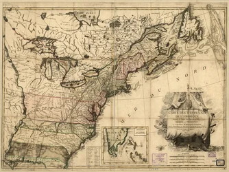 Az Amerikai Egyesült Államok térképe az 1783-as békeszerződést követően.