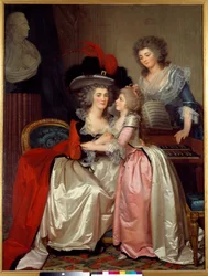 Családi portré A nemesség családja, egy anya, lánya és a következő. Jean Laurent Mosnier festménye (1743/4-1808)