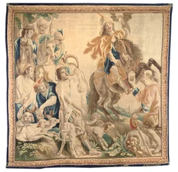 Brüsszeli kárpit egy hatos készletből, 1650 körül (gyapjú és selyem)