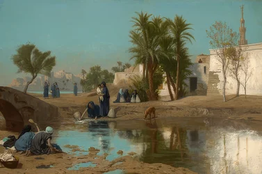 Fellachinnen vízszívás közben. 1873-75 körül