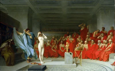Phryne az Areopágosz előtt.