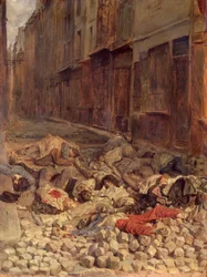 Barikád a Rue de la Mortellerie-ben, 1848. június (A polgárháború emléke) 1849. (olaj, vászon)