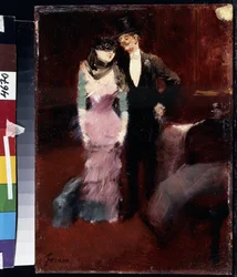 Álarcos bál indulása a párizsi operában. Jean-Louis Forain festménye (Jean Louis Forain