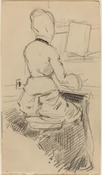 Fiatal nő zongoránál ül [recto], c. 1890.