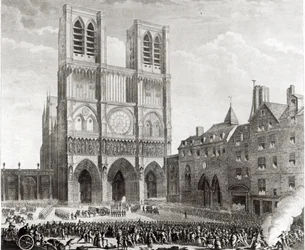 Thomas de Mahy (1744-90) Favras márki a Notre-Dame előtt tisztes jóvátételt kér, metszette Pierre Gabriel Berthault (1737-1831) 1790