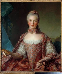 A francia Madame Adelaide (1732-1800) csomókat készítő portréja Jean-Marc (Jean Marc) Nattier festménye (1685-1766) 1756 V 1,26x0,96 m - Madame Adelaide de France (1732-1800 knots) portréja . Jean-Marc (Jean Marc) Nattier (1685-1766) festménye