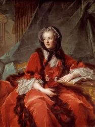 Marie Lesczinska (Lesczynska) portréja (1703-1768) Franciaország királynője Jean Marc (Jean-Marc) Nattier festménye (1685-1766) 1748 V 1,37x1,05 m Dijon, Musee des Beaux Arts