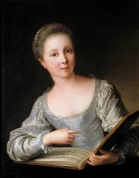 Fiatal nő portréja A fiatal nő kottát olvas - Jean Marc (Jean-Marc) Nattier (1685-1766) festménye 1719 Méret: 0,74 x 0,60 m