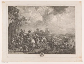 Utazók fogadóért Les Bohemians Nyomatok Philips Wouwerman festményei után (sorozat címe) Ph.pe Wouwermans Hollandois életművei (sorozat címe)