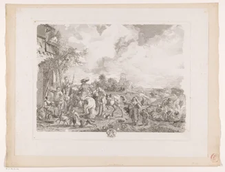 Utazók fogadóért Les Bohemians Nyomatok Philips Wouwerman festményei után (sorozat címe) Ph.pe Wouwermans Hollandois életművei (sorozat címe)