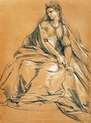 Adrienne Lecouvreur (1692-1730) színésznő az Andromaque címszerepében, Jean Racine (1639-1699) rajza, Franciaország