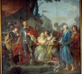 Calais 1347-es ostroma Szent Péter Eustache kegyelete volt, a hat calais-i polgár közül a legismertebb, aki III. Edward angol királyhoz ment, hogy Calais lakóinak kegyelméért esedezzen (1347. augusztus). Jean Simon festménye