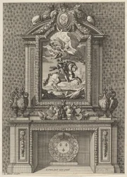 Kémény XIV. Lajos festményével a köpeny fölött, a „Grandes Cheminée”-től, kb. 1644-66.