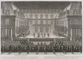 Jean-Baptiste Lully Alceste című operáját a Versail-palota márványudvarában játsszák
