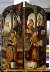 Saint Trond és Saint Guillaume. Egy triptichon szilárd panelei (Saint Trudo és Saint Guillaume. A triptichon két oldalsó táblája). Jean (Jehan) Bellegambe (Belgamb, Belgand) festménye (1470-1534), olaj, vászon
