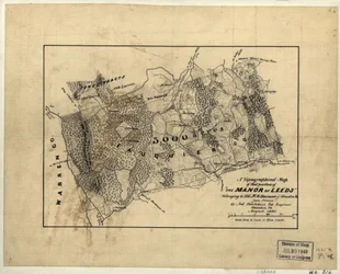 A "The Manor of Leeds" azon részének topográfiai térképe, amely M.G. Harman ezredesé volt Stauntonból, Va. LOC 2005625200