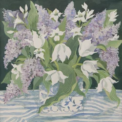 Lila és tulipán (akril)