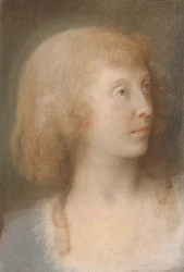 Anna Barbara Damkier portréja, háromnegyed profil balra