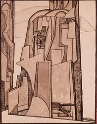 Tájkép, 1914 körül (toll és tus)