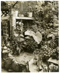 A medence teraszán George és Mary Stonehill otthona, Greenwich Village, New York, USA, 1936-37 körül (zselatin ezüst fotó)