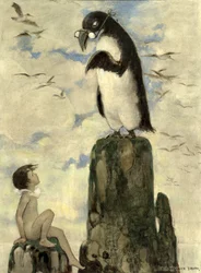 És ott látta az utolsó szárnyas madarat, Charles Kingsley The Water Babies című kocsmájából. 1916 (színes litó)