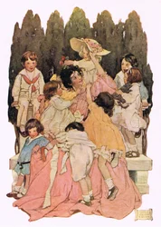 Anya és gyermekei, Robert Louis Stevenson „A gyermek versek kertje” című művéből, 1885-ben (színes litó)