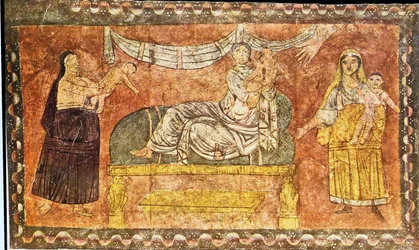 Illés feléleszti az özvegyek gyermekét (tempera a gipszön)