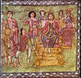 Mordechai és Eszter (tempera gipszön)