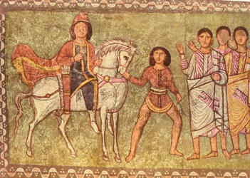 Mordechai és Hámán (tempera gipszön)