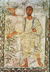 Mózes és az égő bokor (tempera gipszön)