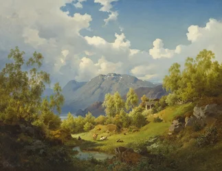 Táj, motívum a norvégiai Numme-völgyből, 1850