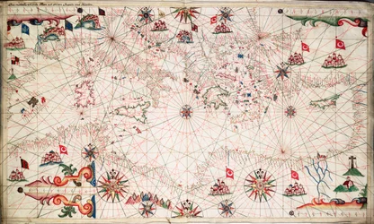 A Földközi-tenger térképe, 1640 körül (pergamen)