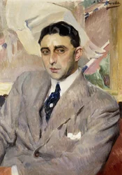 A színész, Ramon Pena portréja, félalakos, szürke öltönyben,