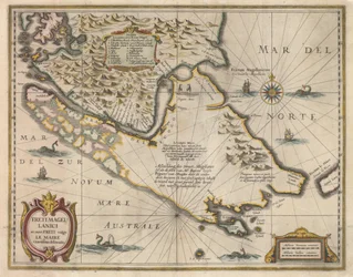 A Magellán-szoros és a Le Maire néven ismert új szorosok legpontosabb körvonala, 1630 körül