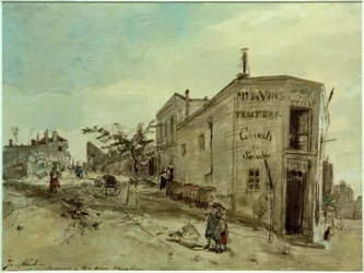 Kilátás a Montmartre-ra, a Le Roi du Desert kávézóra