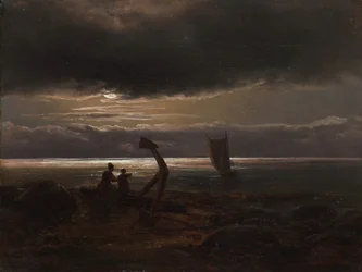 Anya és gyermeke a tenger mellett, 1830.